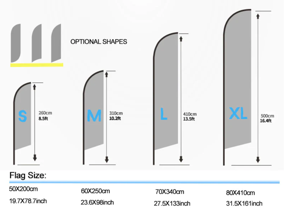 Custom feather flag sizes -Cusdisplay